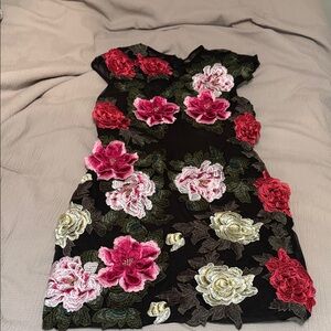 Fashion Nova Black Floral Midi Dress